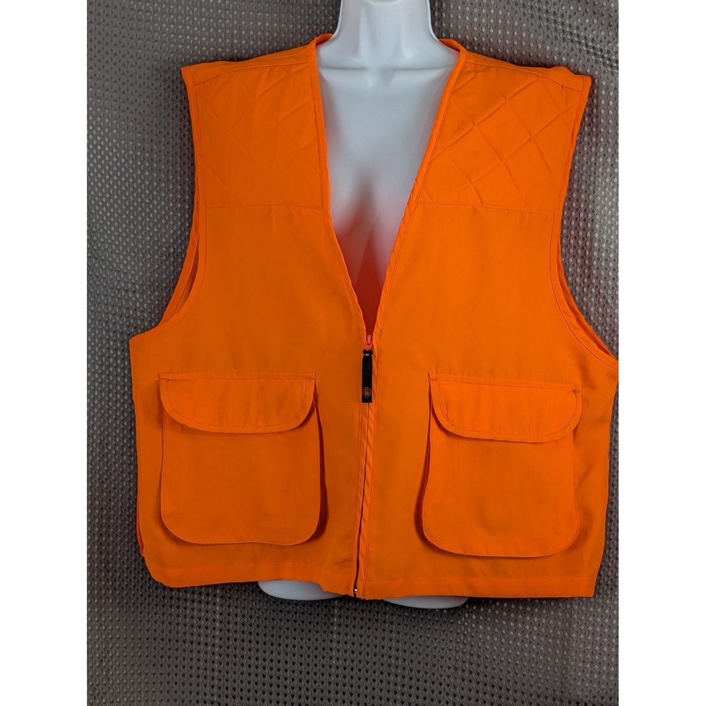 Game Winner Blaze Orange Hunting Vest Mens XL Quilted Shoulder Shooting Vest